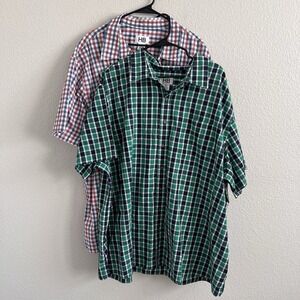 HB Harbor Bay Plaid Button Up Shirt Lot of 2 Casual Summer Big & Tall Mens 3XL